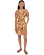 Petite Short Sleeve Shirred Button Front Woven Dress