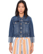 Bracelet Length High Cuff Trucker Jean Jacket