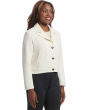 Top Knotch - Button Closure Crop Jacket with Back Elastic Detail
