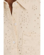 Collared Eyelet Embroidery Bubble Sleeve Top