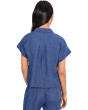 Petite Washed Organic Linen Delave Notch Collar Shirt