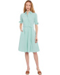 Scuba Crepe Short Sleeve Self Tie Shirt Dress