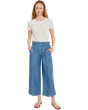 Petite Short Sleeve Crew Neck Knit Tee with Rib Trim