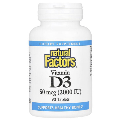 Natural Factors, витамин D3, 50 мкг (2000 МЕ), 90 таблеток
