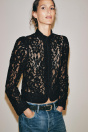 Zara КРУЖЕВНОЙ БЛЕЙЗЕР ZW COLLECTION черного цвета