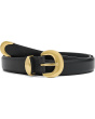 Domed-Buckle Wide Belt in Leather