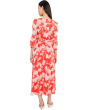 Long Sleeve Floral Chiffon Self Tie Midi
