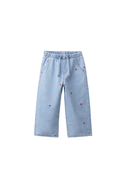 Zara ШИРОКИЕ ДЖИНСЫ С КЛУБНИЧНОЙ ВЫШИВКОЙ 541808635-400-18