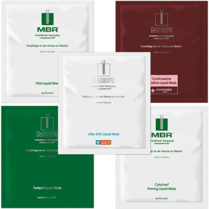 MBR Medical Beauty Research Стартовый набор для жидкой маски BioChange Vital Liquid Mask 20 мл + укрепляющая жидкая маска с циолином 20 мл + Идеальная жидкая маска 20 мл + чувствительная жидкая маска 20 мл + жидкая маска после загара 20 мл - 1 шт.