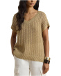 Petite Cotton-Blend Mesh Short Sleeve Sweater