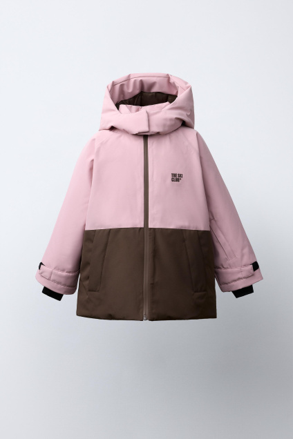 Zara ВОДОНЕПРОНИЦАЕМАЯ И ВЕТРОЗАЩИТНАЯ КУРТКА COLOR BLOCK С КАПЮШОНОМ RECCO® SYSTEM SKI COLLECTION 495707484-620-24