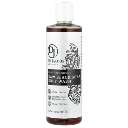 Dr. Jacobs Naturals, Африканское необработанное черное мыло для душа для тела на растительной основе, 473 мл (16 унций)