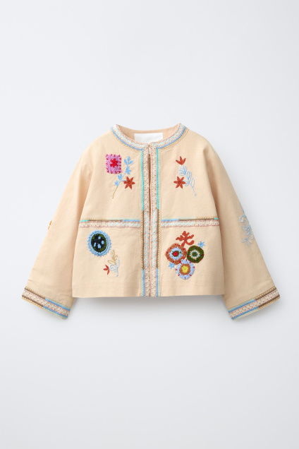 Zara КУРТКА С ВЫШИВКОЙ ИЗ ХЛОПКА И ЛЬНА 505724240-666-18