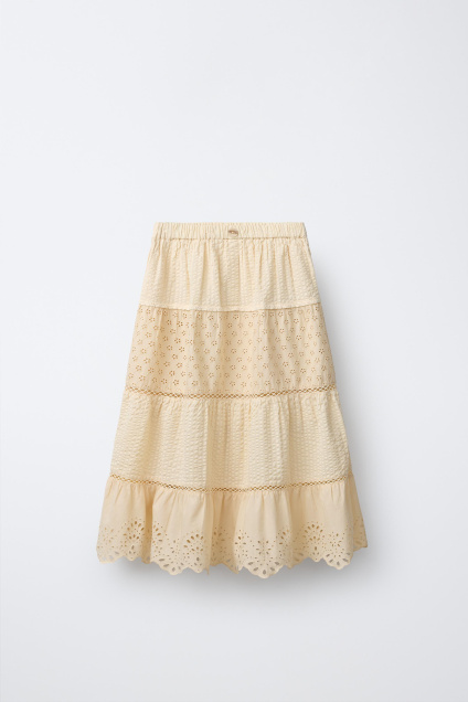 Zara ДЛИННАЯ ЮБКА С ВЫШИВКОЙ С ОТВЕРСТИЯМИ 497810103-725-7