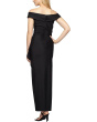 Long Stretch Scuba Off The Shoulder Dress with Cascade Ruffle