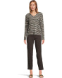 Long Sleeve Stripe V-neck Knit Top