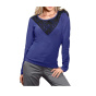 Pullover m. Spitze, royalblau-schwarz