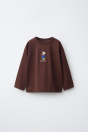 Zara Футболка С ВЫШИВКОЙ В ВИДЕ ЖИВОТНЫХ Темно-гранатового цвета