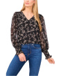 Long Sleeve Smocked Cuff Clip Dot Top