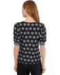 Elbow Sleeve Shirred Crew Neck Knit Top