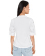 Elbow Puff Sleeve Mixed Media Lace Top