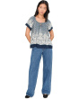 Short Sleeve Woven Top With Front Tie Detail