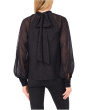 Long Sleeve Bow Neck Clip Dot Blouse