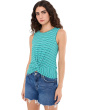 Sleeveless Crew Neck Twist Front Knit Top