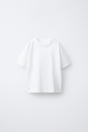 Zara БЕЛАЯ ОДНОТОННАЯ ФУТБОЛКА С КРУГЛЫМ вырезом.