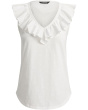 Petite Ruffle-Trim Slub Jersey Sleeveless Top