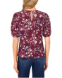 Front Keyhole Short Puff Sleeve Top