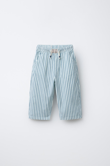 Zara БРЮКИ В ПОЛОСКУ ИЗ ХЛОПКА И ЛЬНА 503725924-406-18