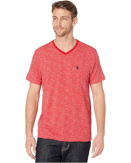 U.S. POLO ASSN. Мужская футболка с V-образным вырезом, окрашенная в космический цвет