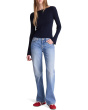 Flared-Sleeve Boatneck Sweater in Merino Wool-Silk Blend