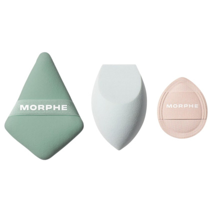 Morphe Губка для всех оснований покрыта слоем из 3 предметов Набор инструментов Cloud Cushion Mini Puff 1x + One & Done Многофункциональная губка для макияжа 1x + To the Point Двусторонняя пудра Puff - 1 шт.