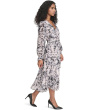 V-Neck Long Sleeve Chiffon Midi