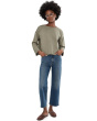 Petite Garment Dyed Terry Bateau Neck Boxy Top