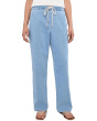 Relaxed Drawstring Pull-On Denim Pants
