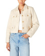 Cropped Shirt Jacket With Pocket And Gold Button Detail
