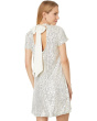 S/S Mock Nk Sequin A-Line Dress W/ Back Bow 246