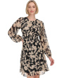 Chiffon Long Sleeve Floral Rouched Aline