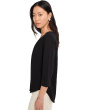 3/4 Sleeve V-Neck Curved Hem Tee Shirt