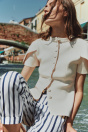 Zara КАРДИГАН С РУКАВАМИ-ВОЗДУШНЫМИ ШАРИКАМИ И РАЗРЕЗАМИ кремового цвета
