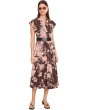 Short Sleeve Floral Commuter Belted A-Line Midi