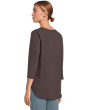 3/4 Sleeve V-Neck Tee with Curved Hem
