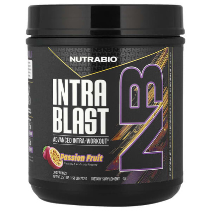 NutraBio, Intra Blast, усовершенствованная добавка во время тренировки, со вкусом маракуйи, 712 г (1,56 фунта)