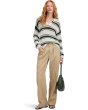 Stripe Madeleine Open Stitch Long Sleeve Polo