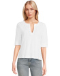 Cuffed Sleeve Split Neck