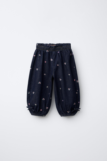 Zara ДЖИНСЫ БОМБАЧО С ЦВЕТОЧНОЙ ВЫШИВКОЙ 495698559-407-18