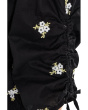 Embroidered Ruched Sleeve Smocked Top